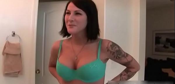  Hot big boobed brunette slut with sexy